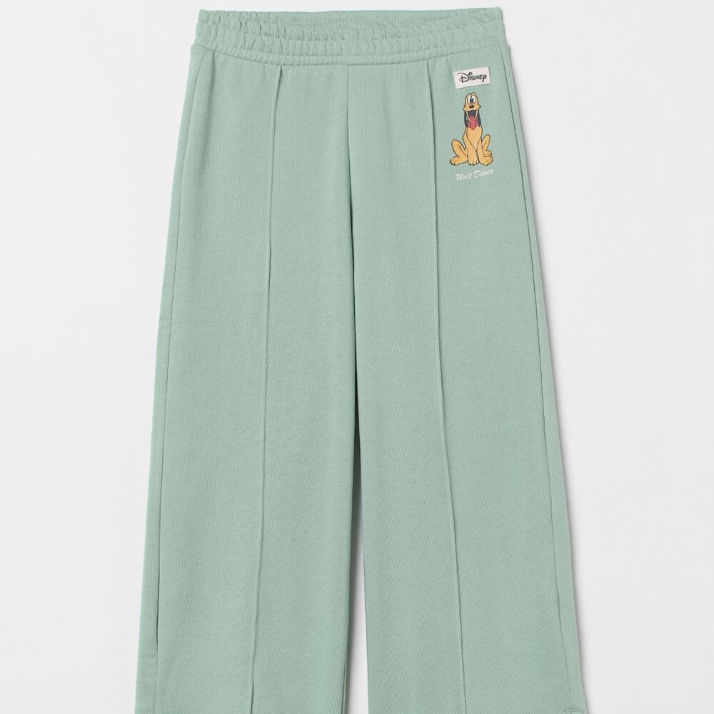 H&M Disney Girl Kid 10 Green Wide-leg Joggers Pluto Sweatpant Pant